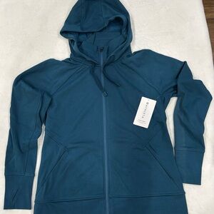Athleta Blue Hooded Jacket with Full Zipper and Long Sleeves